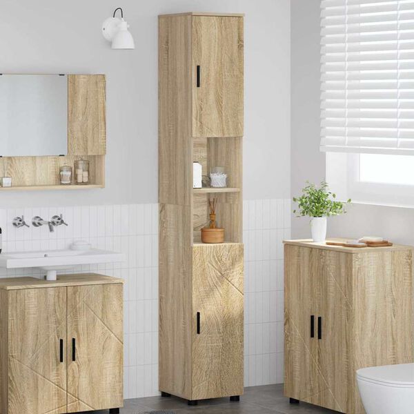 vidaXL Cabinet de salle de bain Ch&ecirc;ne Sonoma 30 x 35 x 192 cm