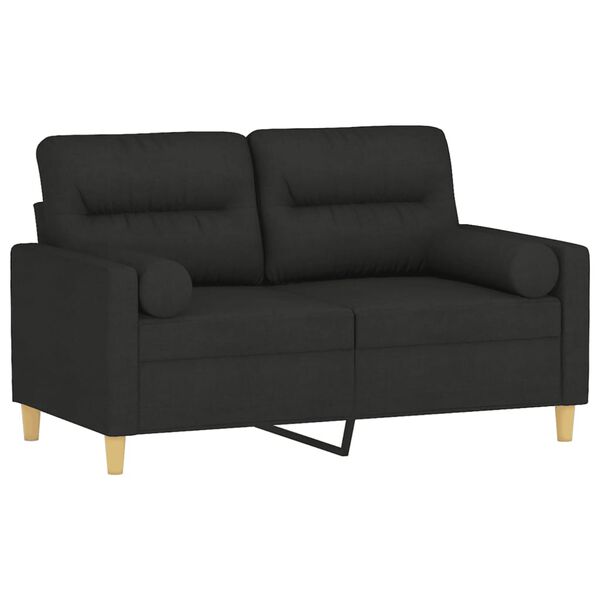 vidaXL Canapé 2 places avec oreillers décoratifs noir 120 cm tissu