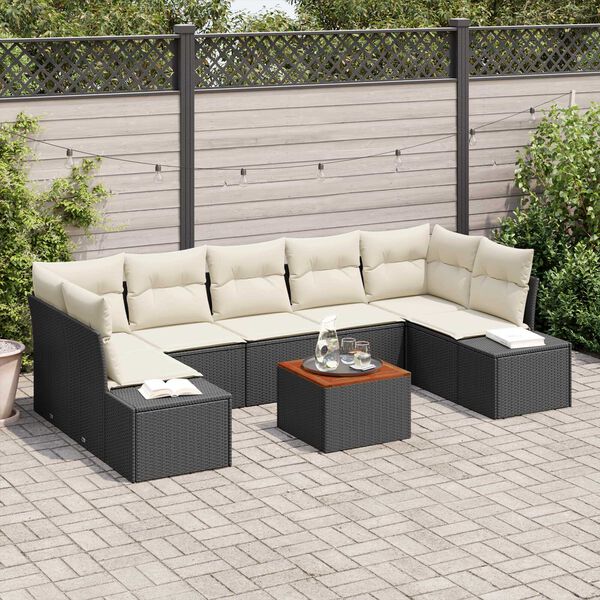 vidaXL Ensemble de canap&eacute; de jardin 8 pcs Noir et blanc