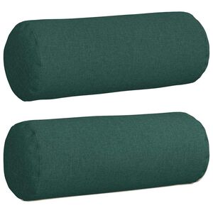vidaXL Coussins d'accent 2 pcs Vert fonc&eacute; &Oslash; 25 x 70 cm tissu
