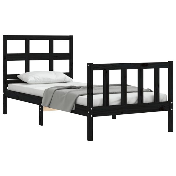 vidaXL Cadre de lit sans matelas noir bois de pin massif