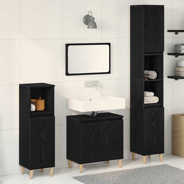 vidaXL Ensemble de mobilier de salle de bain 3 pcs Chêne noir