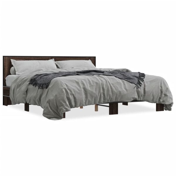 vidaXL Cadre de lit sans matelas ch&ecirc;ne marron 200x200 cm