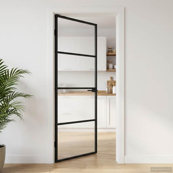 vidaXL Porte de maison 83 x 201,5 x 3,5 cm Aluminium et Verre Tremp&eacute;