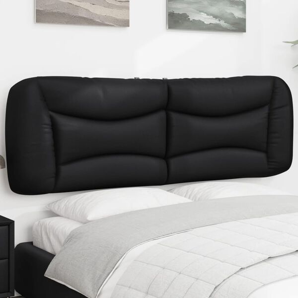 vidaXL Coussin de t&ecirc;te de lit Hvar noir 160 cm similicuir