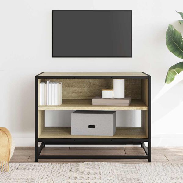 vidaXL Meuble TV chêne sonoma 61x40x46 cm bois d'ingénierie et métal