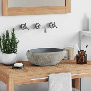 vidaXL Lavabo en pierre de rivi&egrave;re ovale (29-38)x(24-31) cm