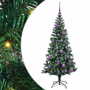 vidaXL Sapin de No&euml;l artificiel pr&eacute;-&eacute;clair&eacute; Vert 150 cm PVC et m&eacute;tal