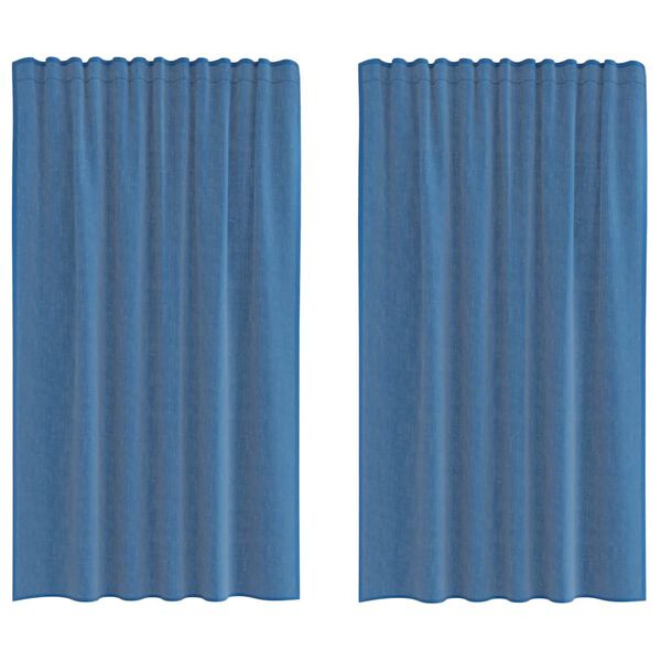vidaXL Rideaux en voile avec passe-tringles 2 pcs bleu royal