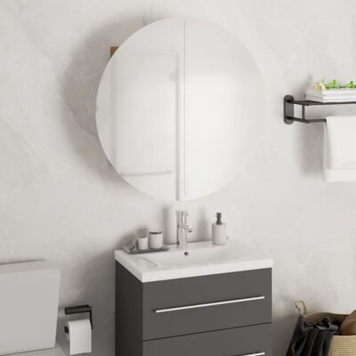 vidaXL Armoire de salle de bain miroir rond et LED Noir 47x47x17,5 cm
