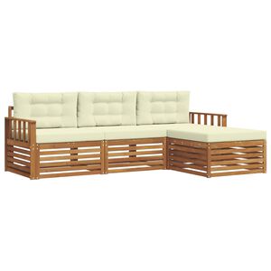vidaXL Ensemble de canap&eacute;s d'ext&eacute;rieur avec coussin Naturel et Cr&egrave;me
