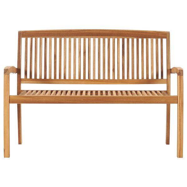 vidaXL Banc de jardin empilable et coussin 128,5cm Bois de teck massif
