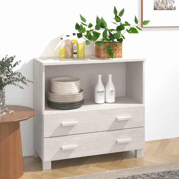 vidaXL Buffet HAMAR Blanc 85x35x80 cm Bois massif de pin
