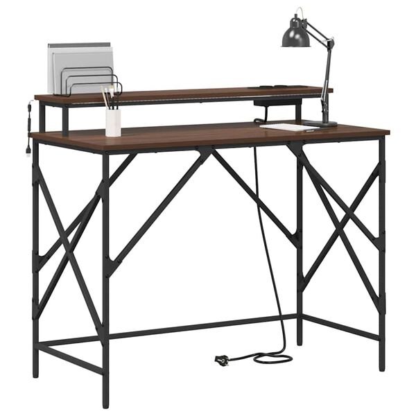 vidaXL Bureau Ch&ecirc;ne brun 100 x 50 x 86,5 cm Bois d'ing&eacute;nierie