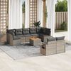 vidaXL Salon de jardin avec coussins 10 pcs gris r&eacute;sine tress&eacute;e