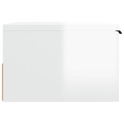 vidaXL Table de chevet murale blanc brillant 34x30x20 cm