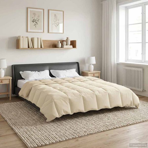 vidaXL Duvet d'hiver Matelass&eacute; Cr&egrave;me 220 x 260 cm Microfibre