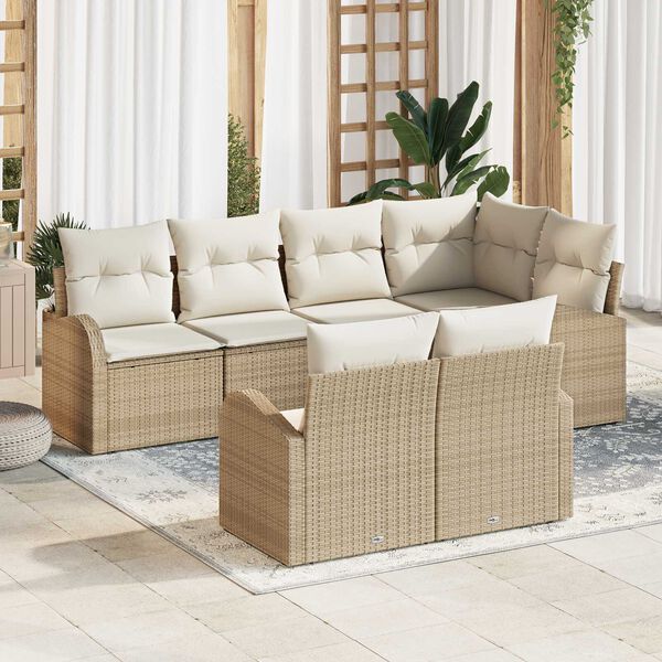 vidaXL Ensemble de canap&eacute; de jardin Beige polyrotin