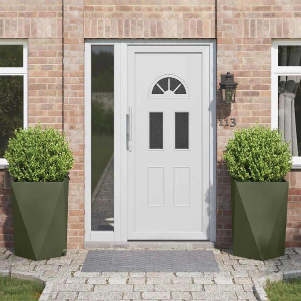 vidaXL Jardini&egrave;re 2 pcs Vert olive 50 x 50 x 75 cm Acier