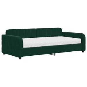 vidaXL Lit de jour avec matelas vert fonc&eacute; 100x200 cm velours