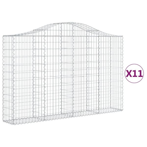 vidaXL Paniers &agrave; gabions arqu&eacute;s 11 pcs 200x30x120/140 cm Fer galvanis&eacute;