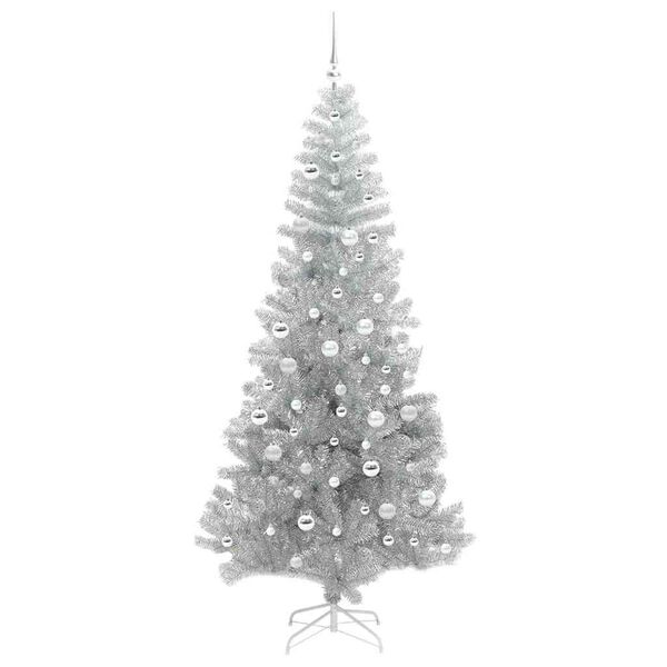 vidaXL Sapin de No&euml;l avec 300 LED avec support Argent 210 cm PET