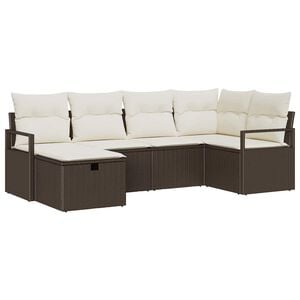 vidaXL Ensemble de Canap&eacute;s avec coussin Marron et Cr&egrave;me polyrotin