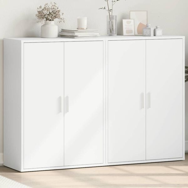 vidaXL Buffets 2 pcs blanc 60x31x84 cm bois d'ing&eacute;nierie