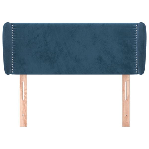 vidaXL T&ecirc;te de lit avec oreilles Bleu fonc&eacute; 103x23x78/88 cm Velours