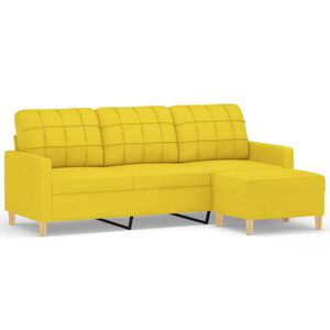 vidaXL Canap&eacute; &agrave; 3 places avec repose-pieds Jaune clair 180 cm Tissu