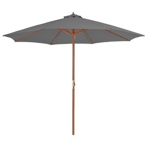 vidaXL Parasol d'extérieur avec mât en bois 300 cm anthracite