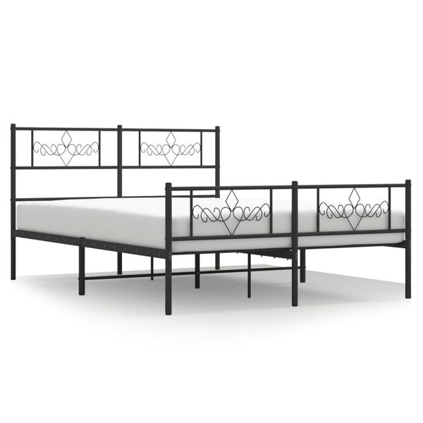 vidaXL Cadre de lit m&eacute;tal sans matelas avec pied de lit noir 160x200cm