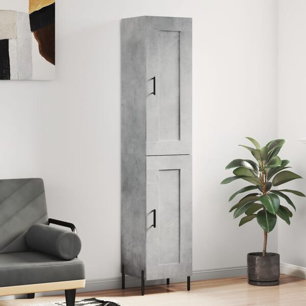 vidaXL Buffet haut Gris b&eacute;ton 34,5x34x180 cm Bois d'ing&eacute;nierie