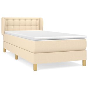 vidaXL Sommier &agrave; lattes de lit avec matelas Cr&egrave;me 80x200 cm Tissu
