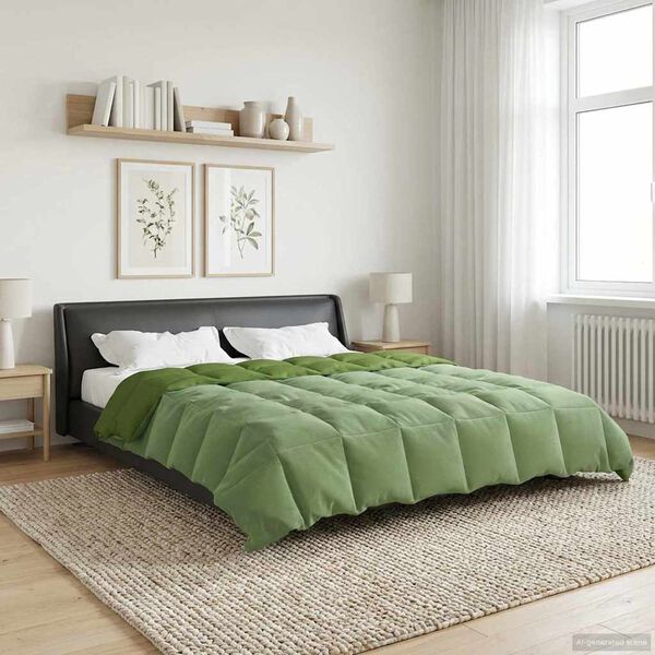 vidaXL Duvet d'hiver Matelass&eacute; Vert 200 x 200 cm Microfibre