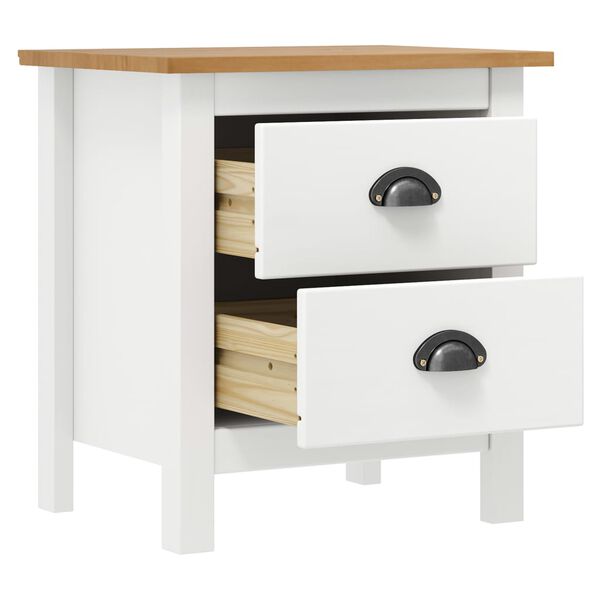 vidaXL Tables de chevet Hill 2 pcs Blanc 46x35x49,5 cm Bois pin solide