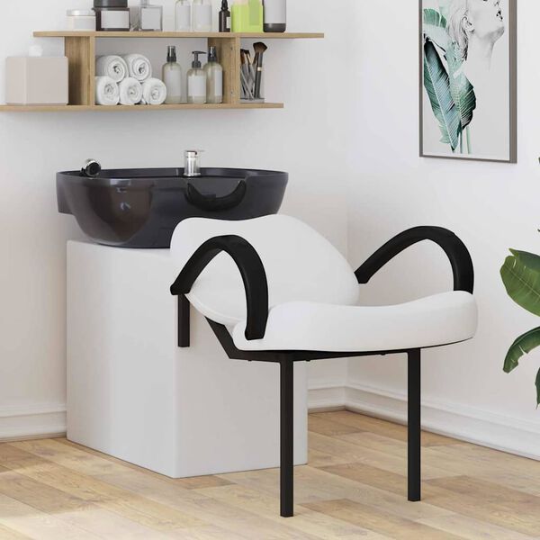 vidaXL Fauteuil de shampooing Blanc et Noir 63 x 141 x 92 cm PVC