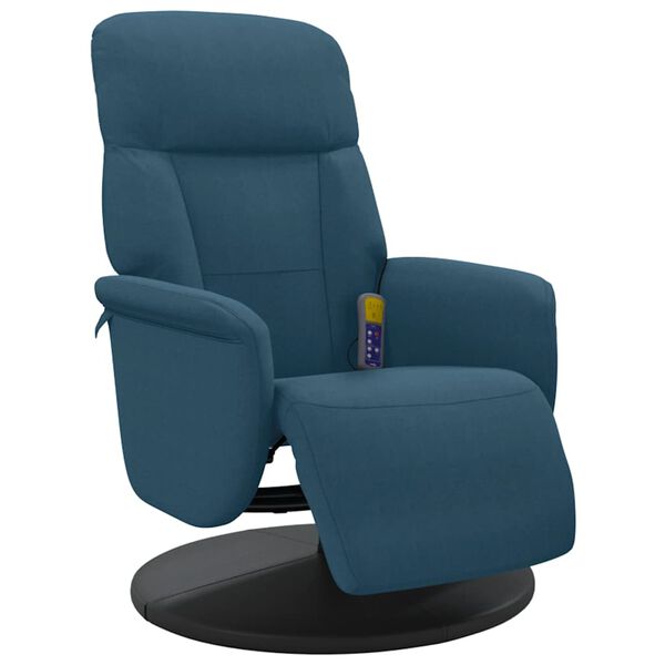 vidaXL Fauteuil inclinable de massage avec repose-pied bleu velours