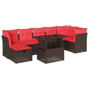 vidaXL Ensemble de canap&eacute; de jardin 8 pcs avec coussins marron