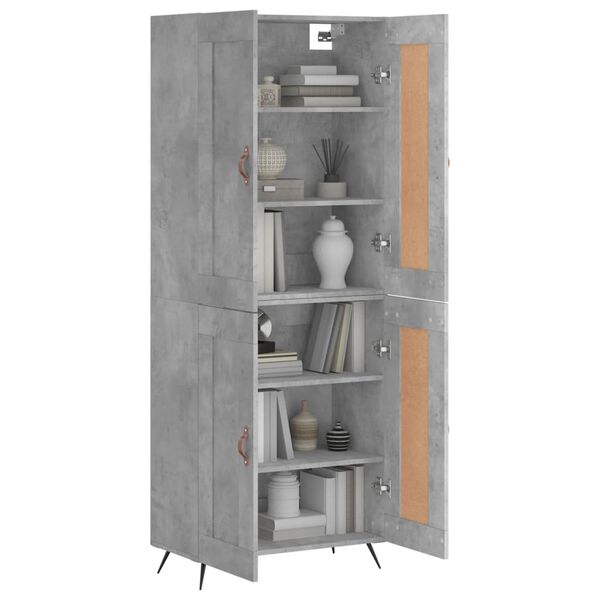 vidaXL Buffet haut Gris b&eacute;ton 69,5x34x180 cm Bois d'ing&eacute;nierie
