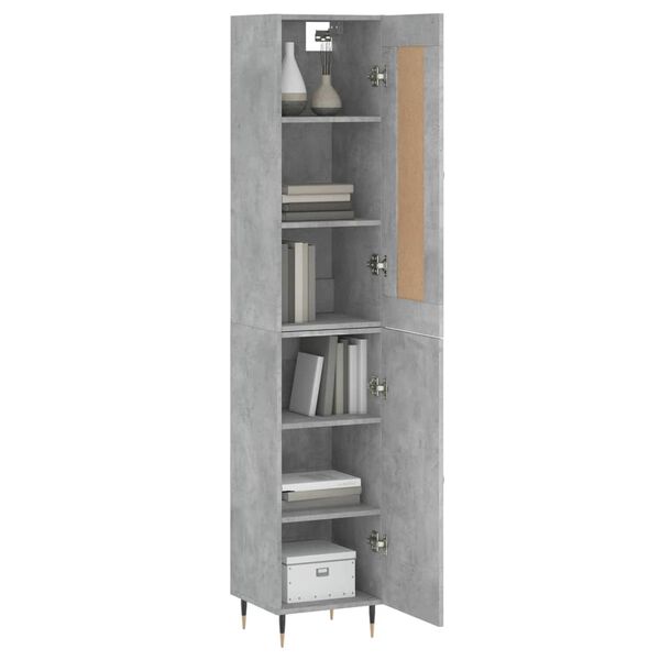 vidaXL Buffet haut Gris b&eacute;ton 34,5x34x180 cm Bois d'ing&eacute;nierie