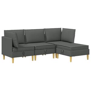 vidaXL Canap&eacute; modulaire avec rangement 4 pcs Gris fonc&eacute; Tissu