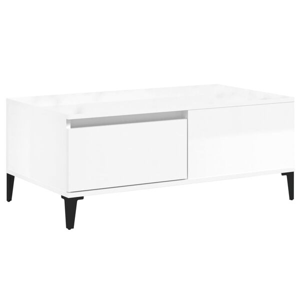 vidaXL Table basse Blanc brillant 90x50x36,5 cm Bois d'ing&eacute;nierie