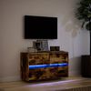 vidaXL Meuble TV mural avec lumières LED chêne fumé 80x31x45 cm