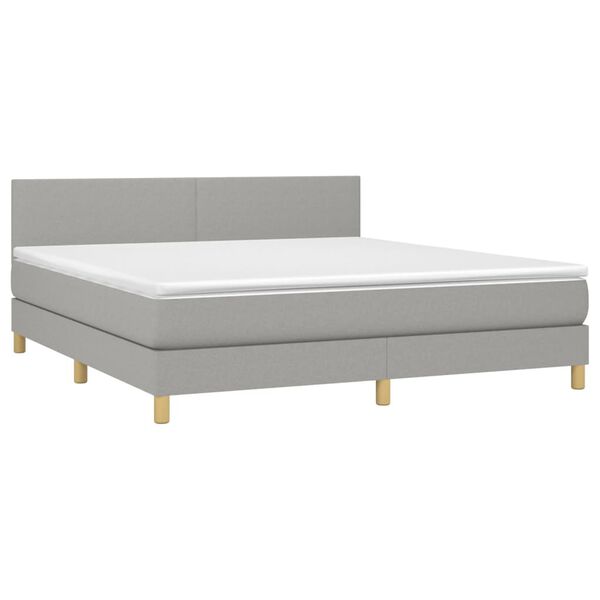 vidaXL Sommier &agrave; lattes de lit avec matelas Gris clair 180x200cm Tissu