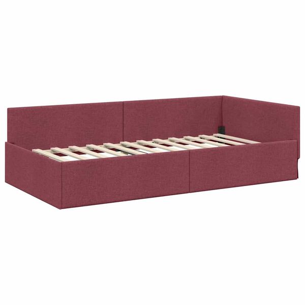vidaXL Cadre de lit d'angle Bordeaux 80 cm x 200 cm Velours