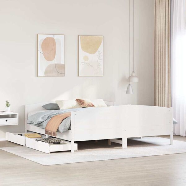 vidaXL Cadre de lit sans matelas blanc 200x200 cm bois massif de pin