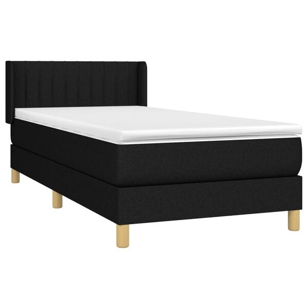 vidaXL Sommier &agrave; lattes de lit avec matelas Noir 100x200 cm Tissu