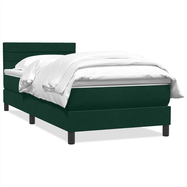 vidaXL Sommier &agrave; lattes de lit et matelas vert fonc&eacute; 90x210 cm velours