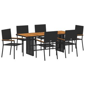 vidaXL Ensemble de salle &agrave; manger pour jardin 7 pcs Noir polyrotin